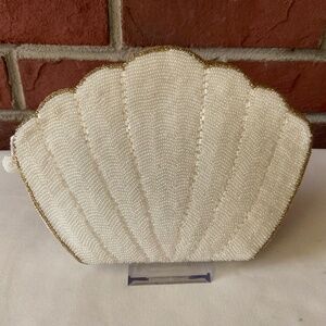 Nina Ricci Art Deco Mermaid Beaded Clutch Vintage 50’ Handmade  in Korea